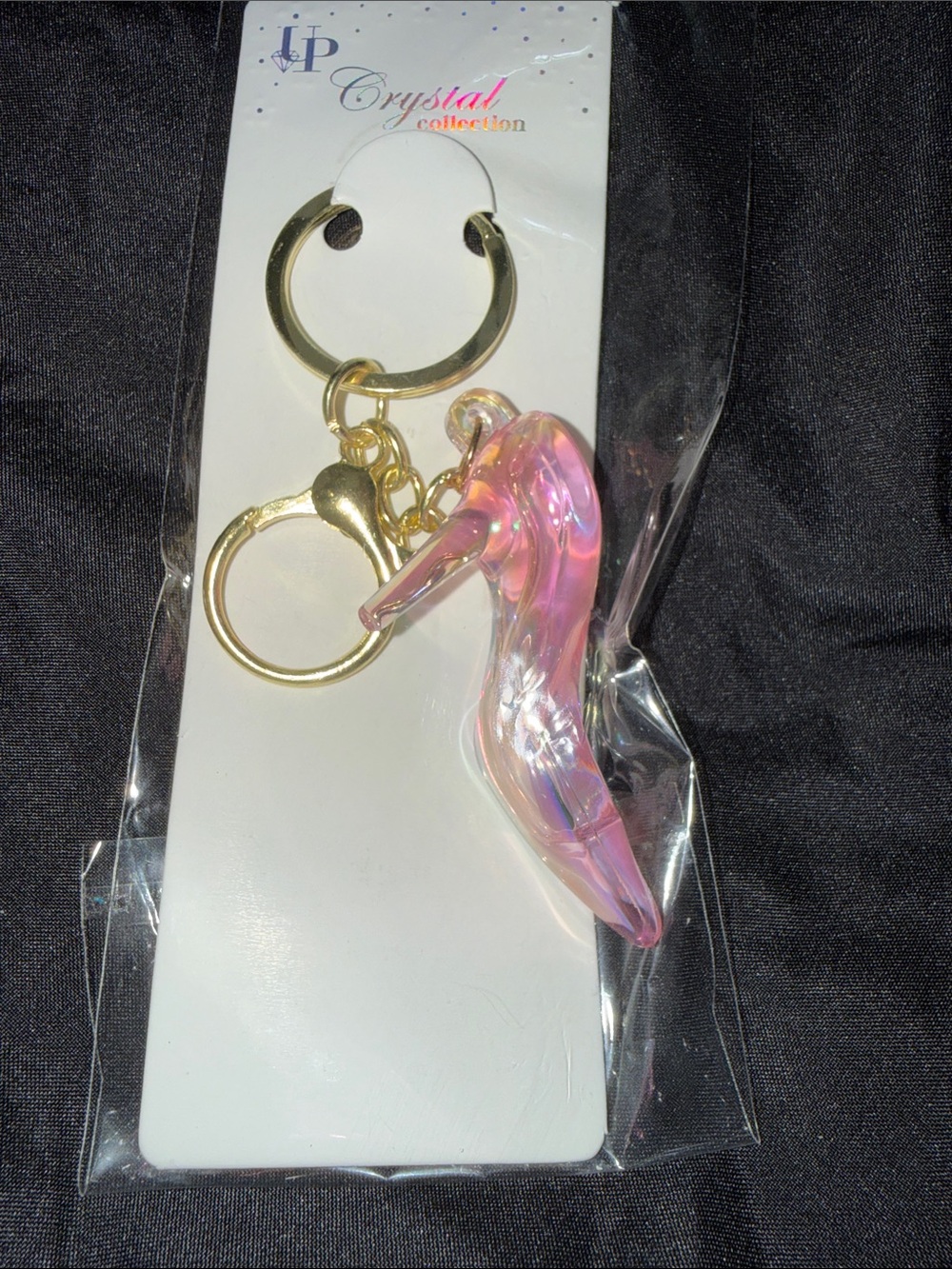 Pink Iridescent High Heel Keychain - Gold Hardware